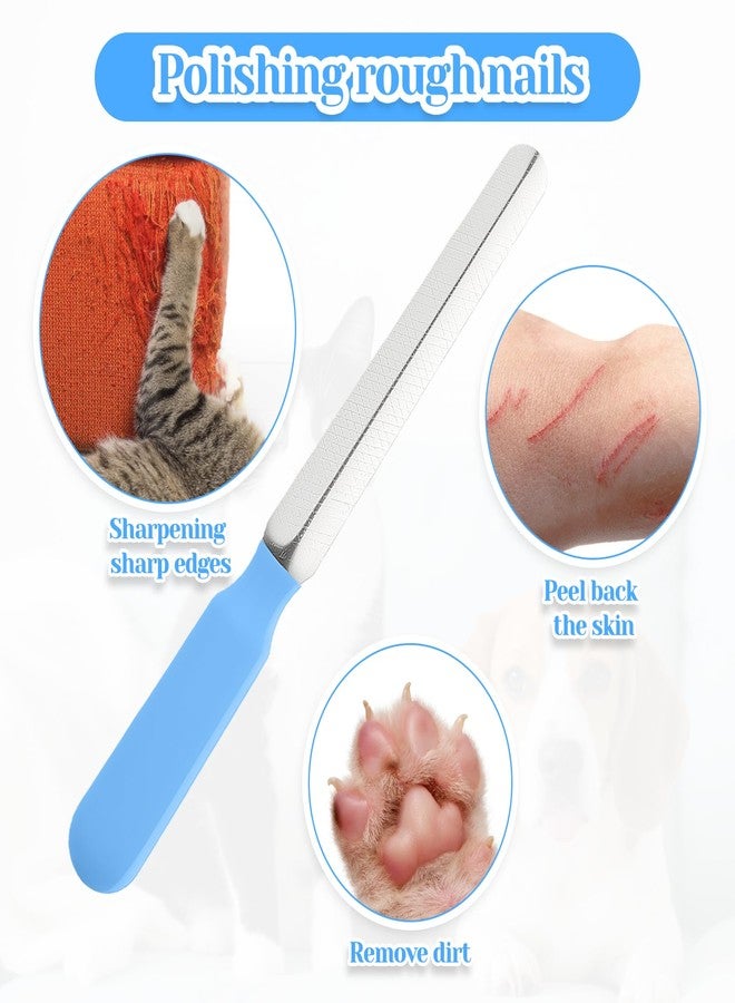 Qulkws Small Dog Nail File Set, 3Pcs Professional Nail Grooming Tool, Metal Emery Boards, Pet Filer for Small Dog, Cat and Kitten, Smoothing Rough Edges of Pet’s Nails, Remove Burs（5.5inch, Blue） - Image 3